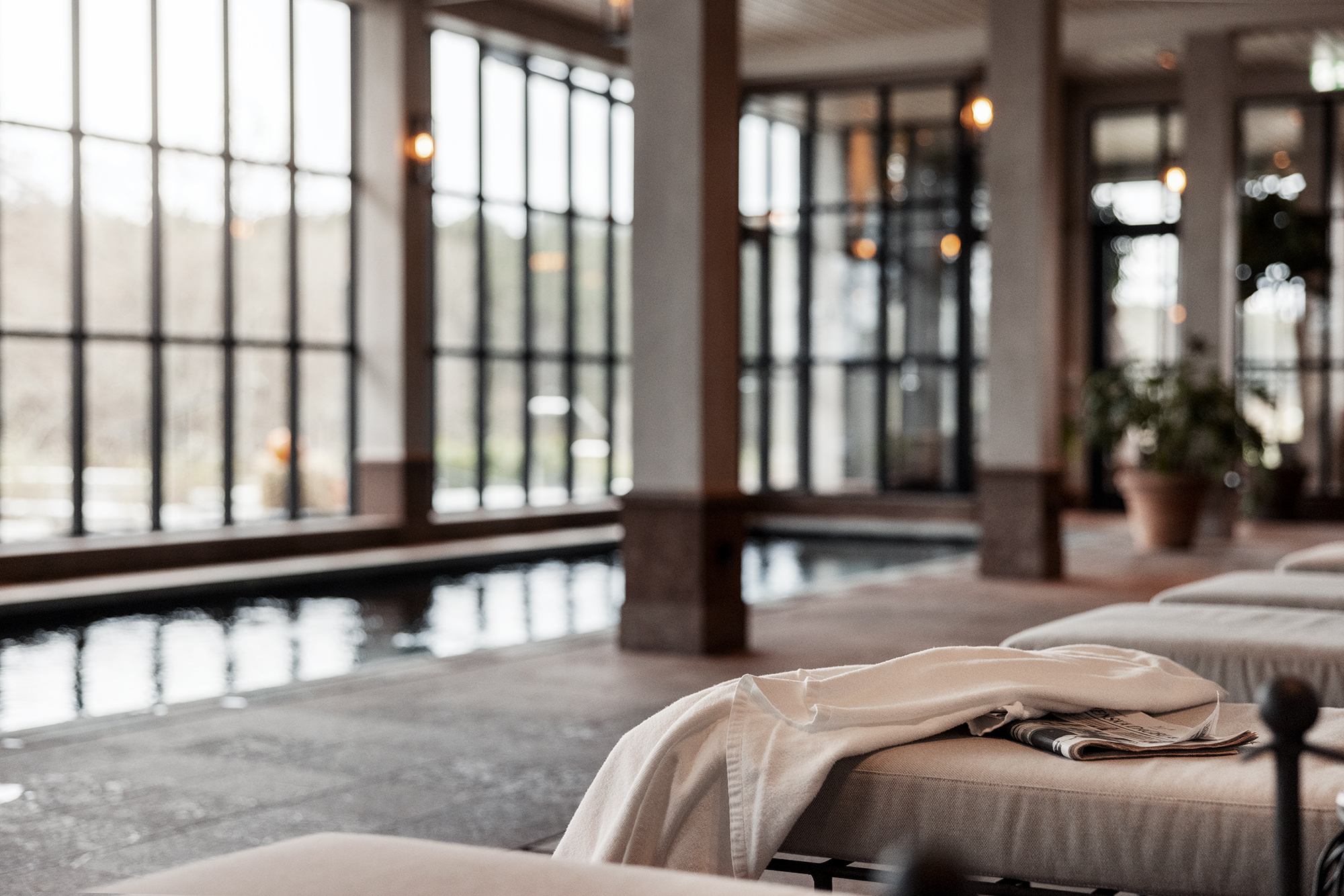 Vacker skärgårdsspa med skön relaxavdelning och inomhuspool