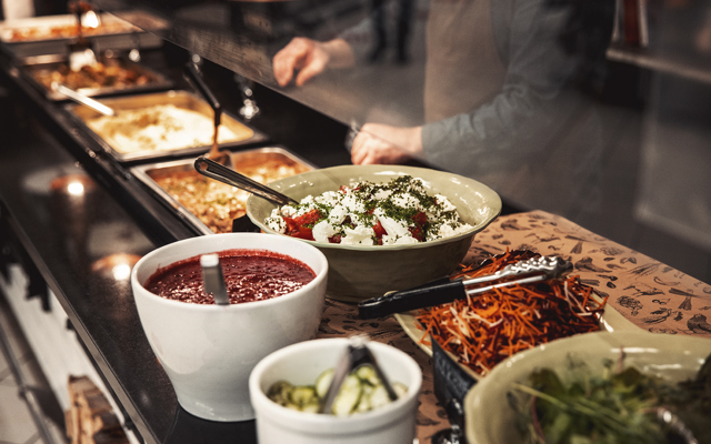 Lunchmuffé med olika rätter