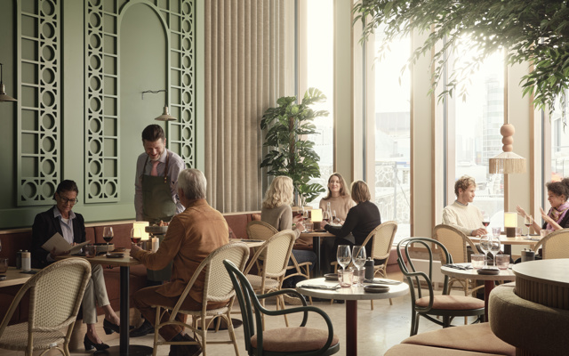 Restaurang i ljusa sobra färger