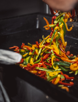 Skivad paprika i olika färger