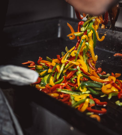 Skivad paprika i olika färger