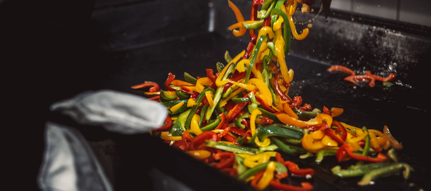 Skivad paprika i olika färger